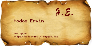 Hodos Ervin névjegykártya